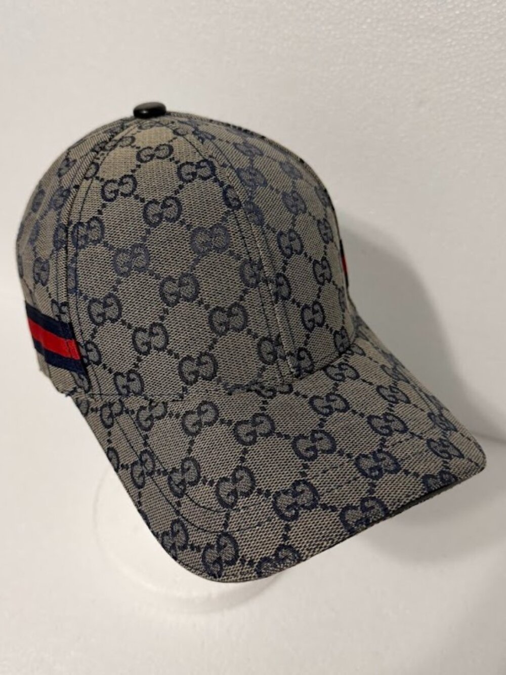 Unisex GG Supreme Baseball Cap Beige Blue Web Stripe Leather Strap Hat - Picture 3 of 8